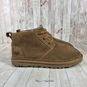 UGG Neumel Chukka Boots Women Brown Suede Sheepskin Lace Up Ankle Boots Size 9